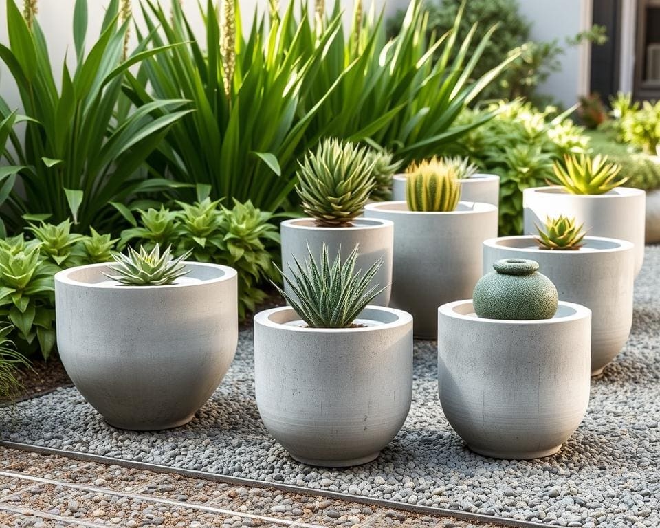 DIY-Blumenkübel aus Beton für minimalistische Gartendesigns