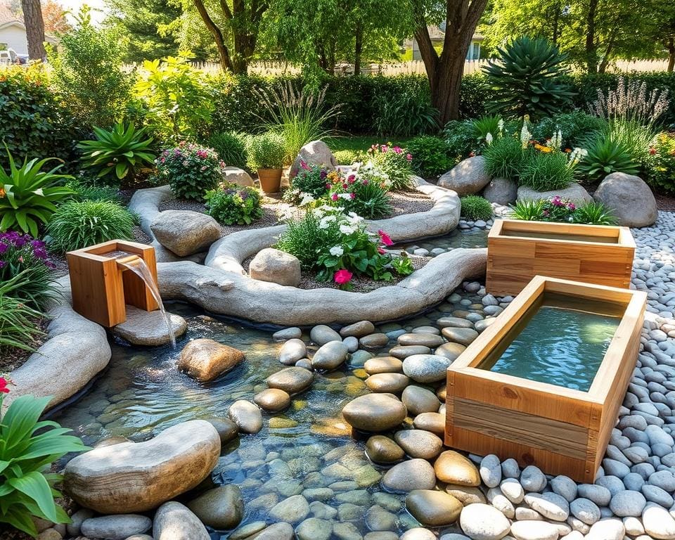 DIY-Wasserspiele aus Holz für eine naturnahe Gartengestaltung