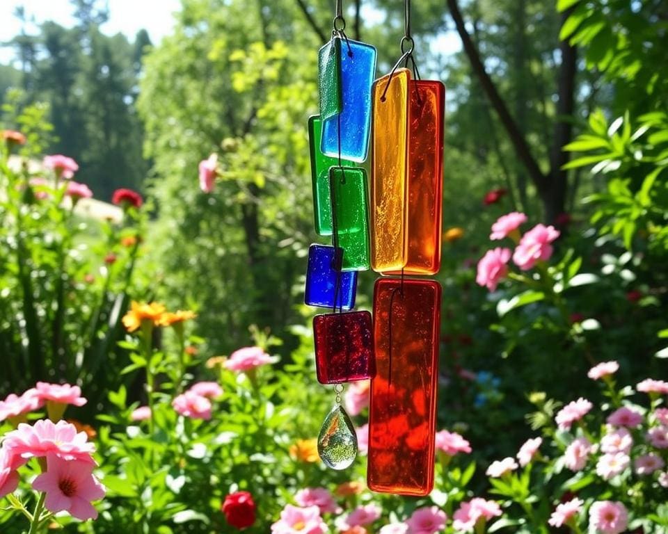 DIY-Windspiele aus recyceltem Glas für kreative Gartengestaltung