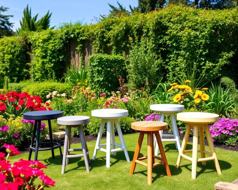 Freistehende Gartenhocker für flexibles Sitzen