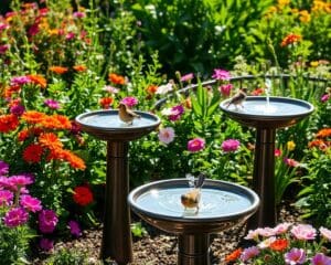 Solarbetriebene Vogeltränken für natürliche Wasserspiele