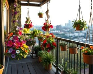 Vertikale Blumenschaukeln für kreative Balkonideen