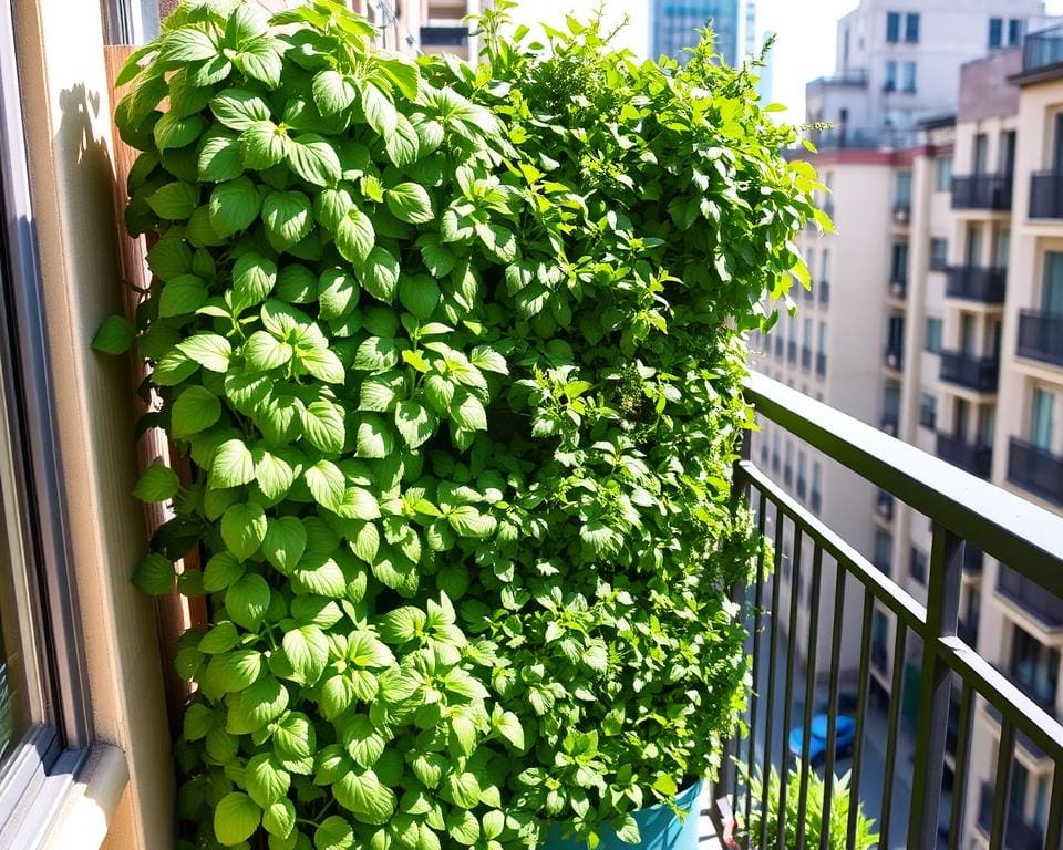 Vertikale Kräutertürme für platzsparendes Gärtnern auf dem Balkon