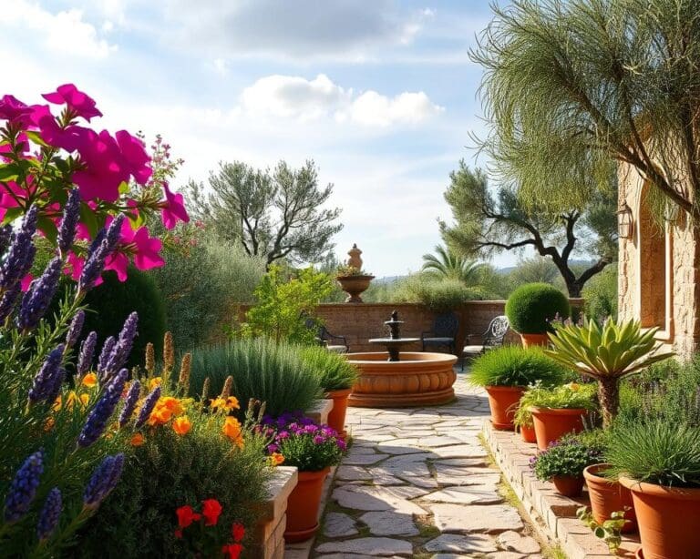 Was gehoert zu einem mediterranen Garten?